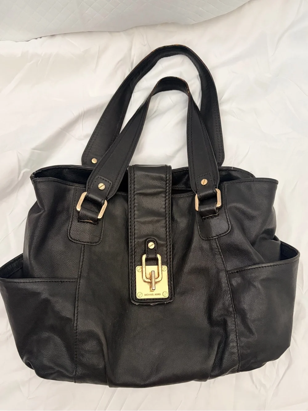 Michael Kors Black Tote with Gold-Tone Hardware